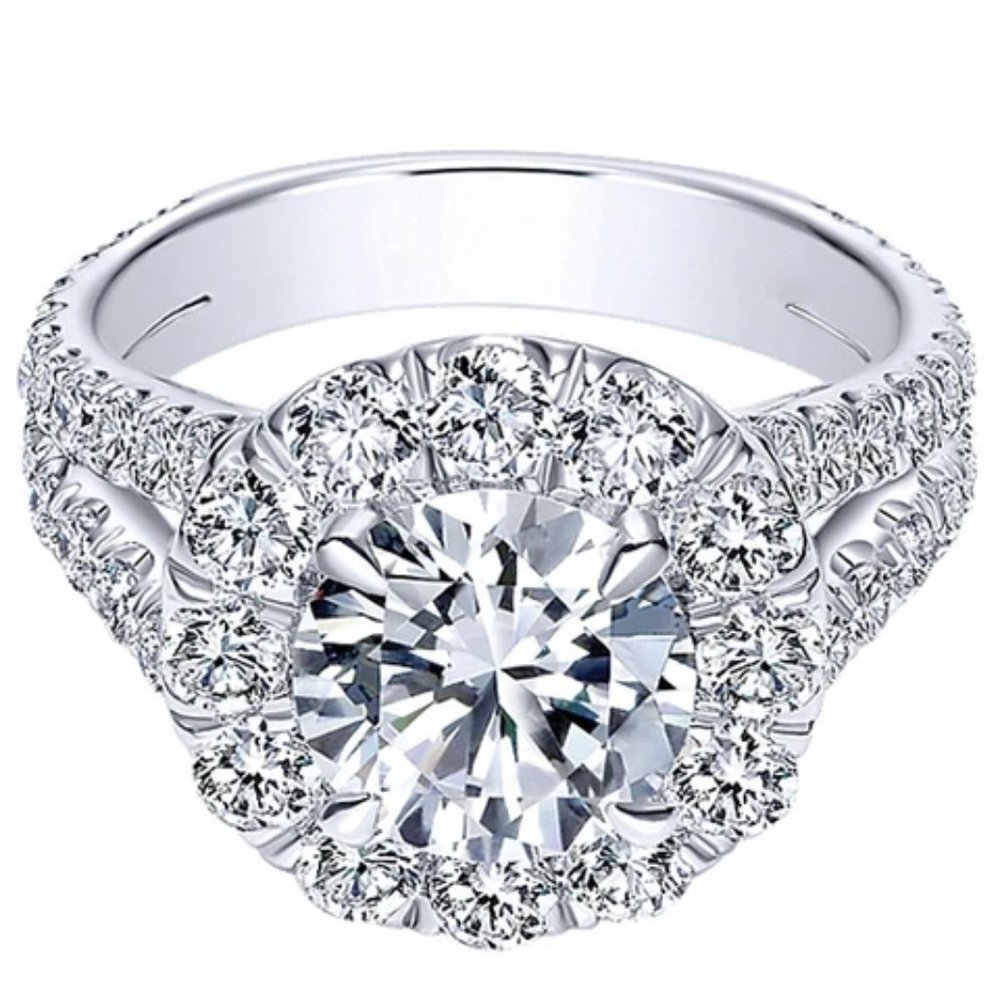 💎Engagement Double Layer Round CZ Bridal Wedding Ring for Women, UNVN12291